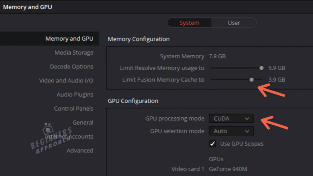davinci resolve crashing issue - best memory configuration setting