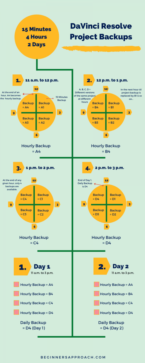 davinci resolve timeline backup infographics