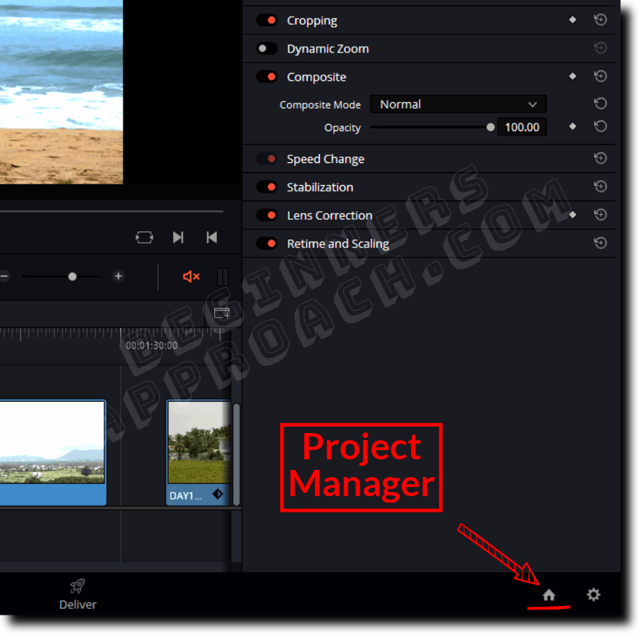 Where Does DaVinci Resolve Save Projects - click on project manager