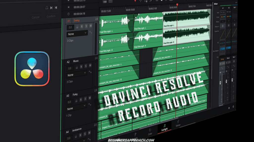 davinci resolve record audio