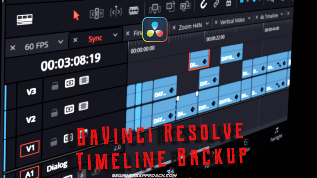 davinci resolve timeline back up and restore
